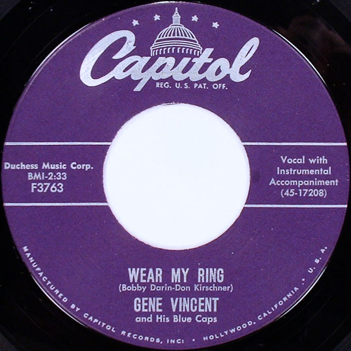 GENE VINCENT - Lotta Lovin' / Wear My Ring - 45T (SP 2 titres)